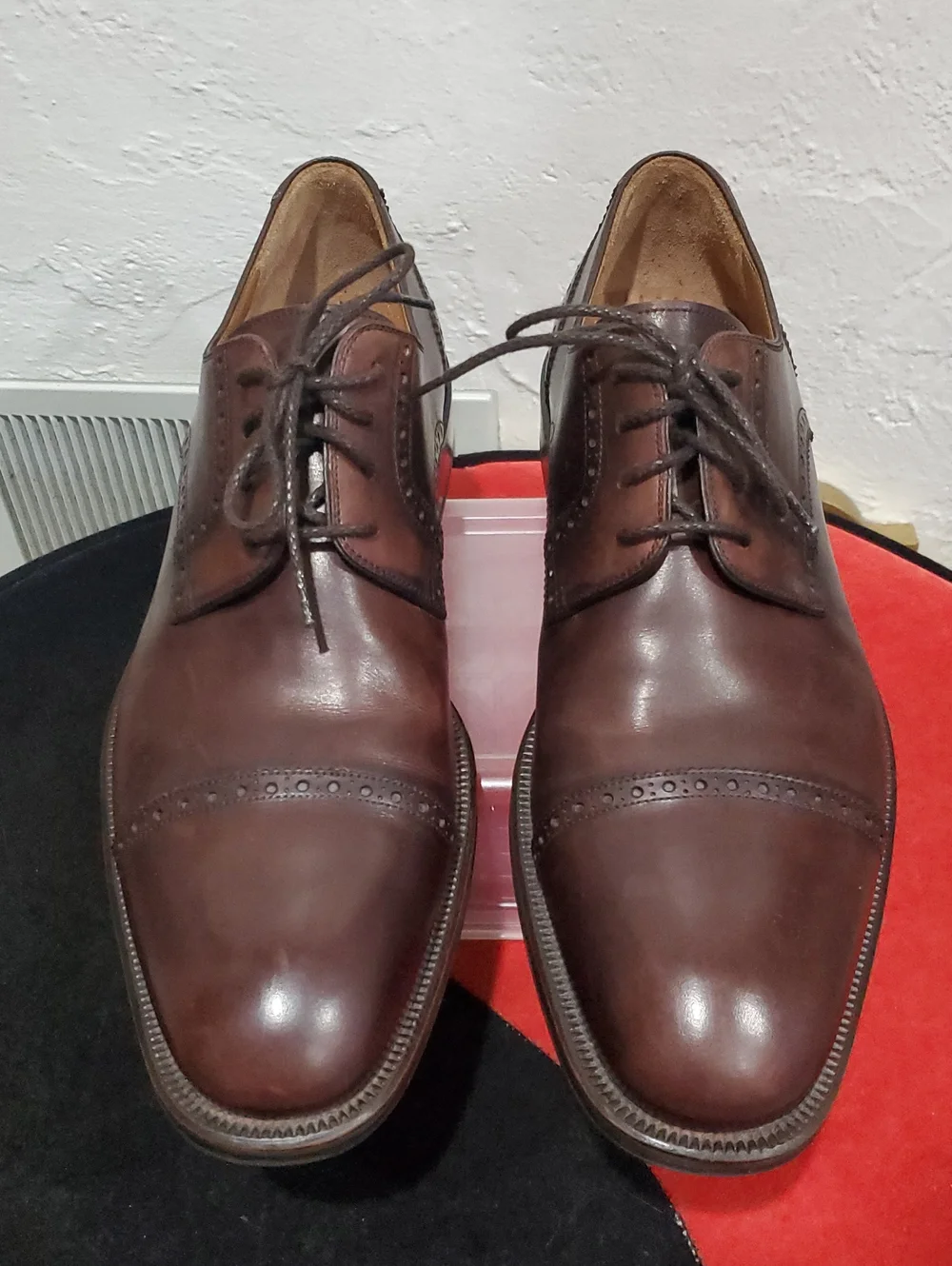 Magnanni Brown Leather Cap-Toe Derby Shoes Size 11.5